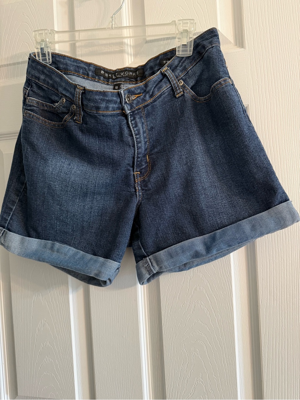Salt Works Dark Blue Rolled-Hem Jean Shorts